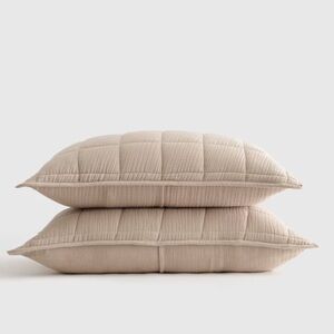 NWOT QUINCE Organic Airy Gauze Box Quilt Sham King Dune 8853